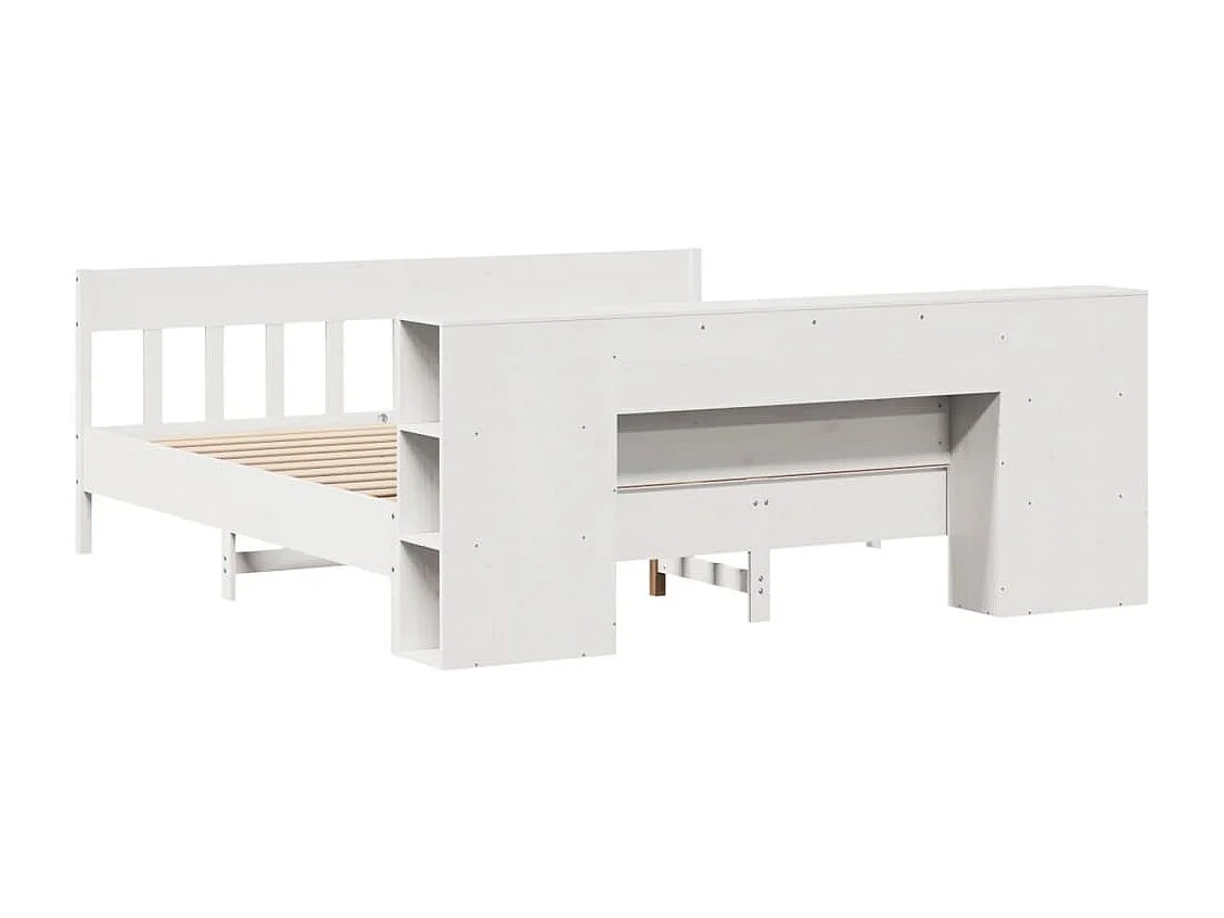 Cama com estante sem colchão 180x200 cm pinho maciço branco