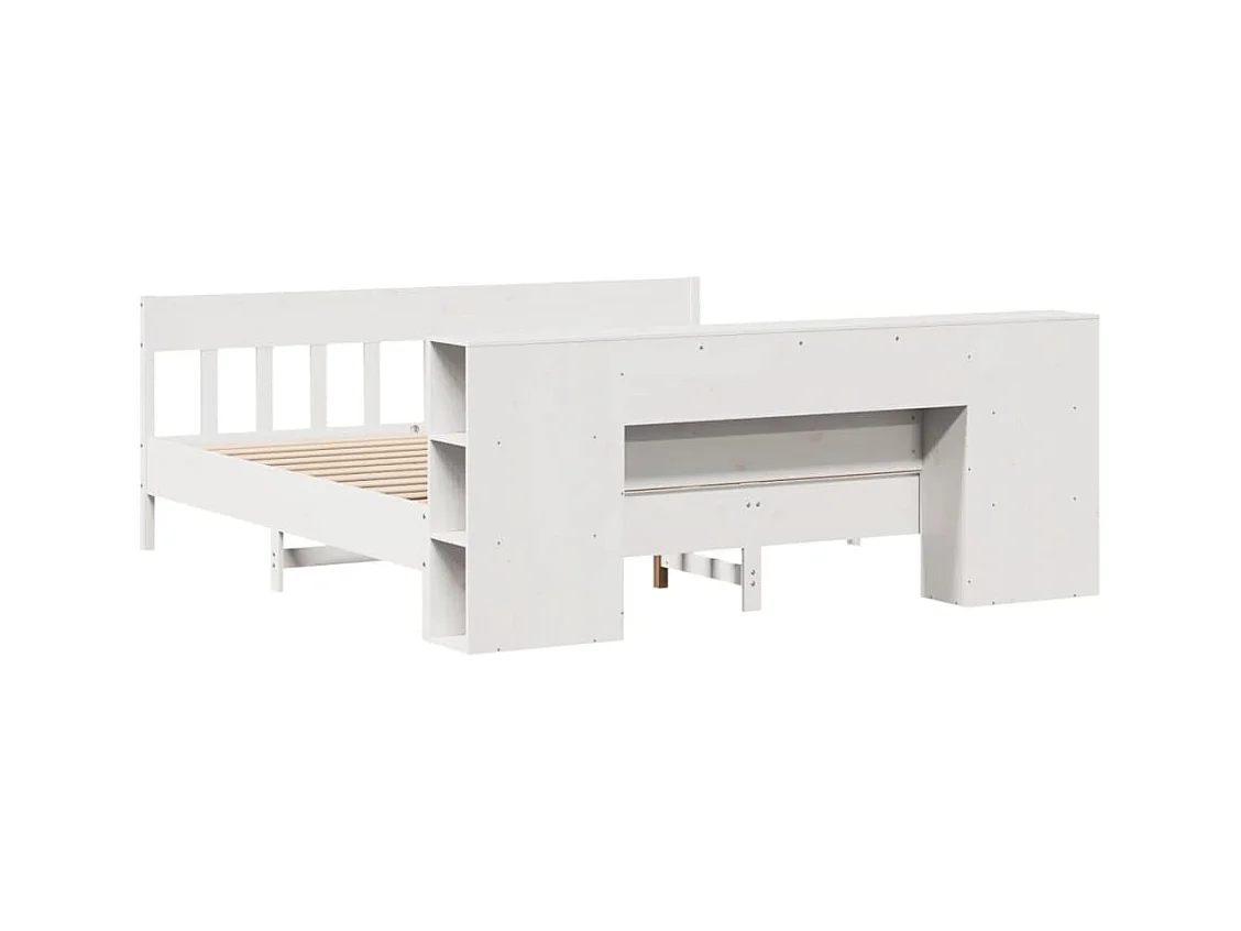 Lit bibliothèque sans matelas blanc 180x200 cm bois pin massif