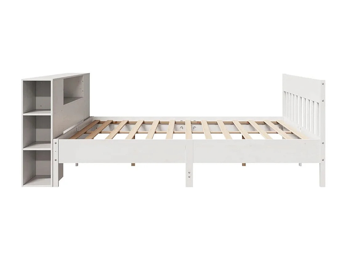 Lit bibliothèque sans matelas blanc 180x200 cm bois pin massif