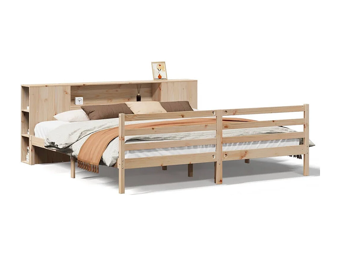 Cama com estante sem colchão 200x200 cm pinho maciço