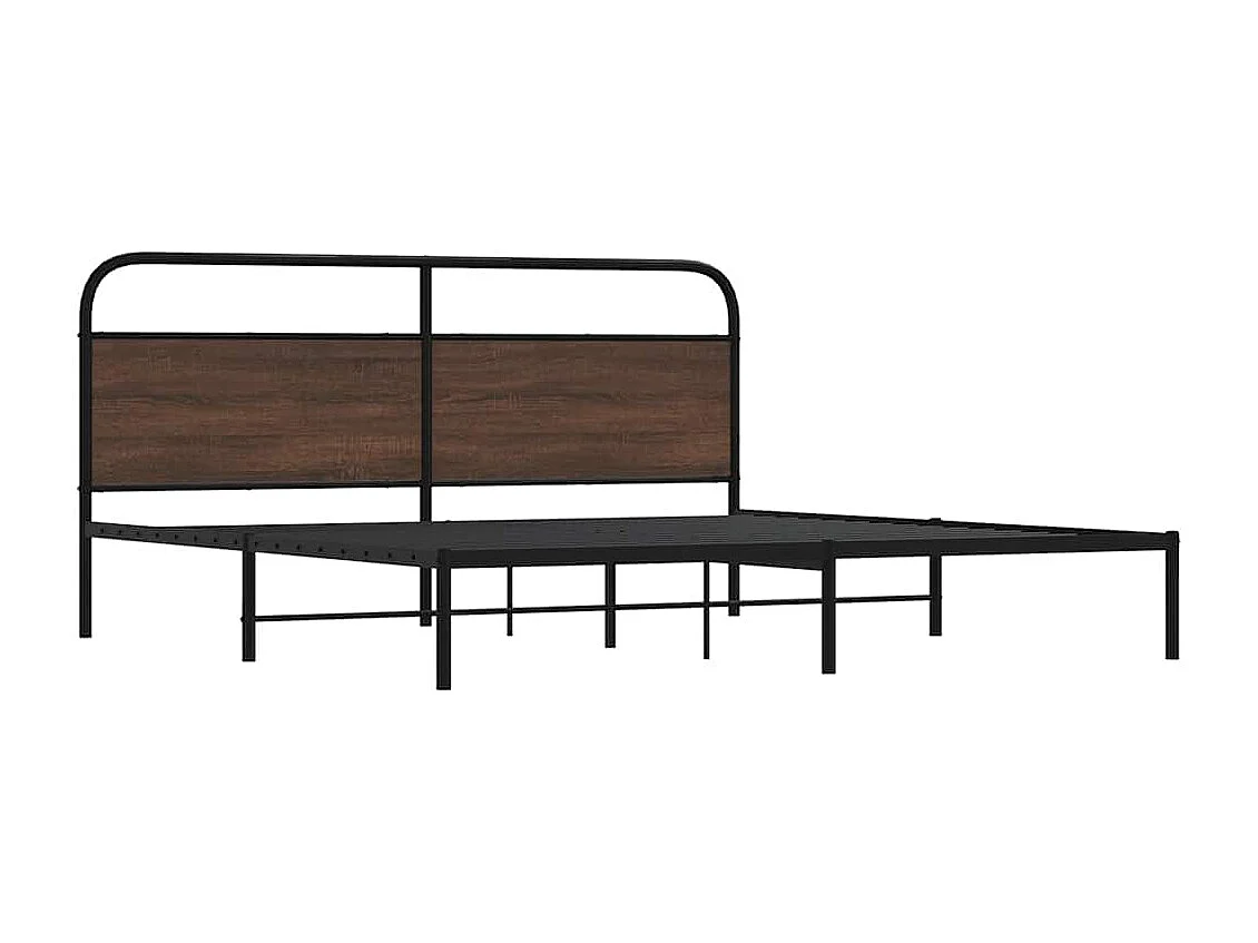Estructura de cama sin colchón metal roble marrón 183x213 cm