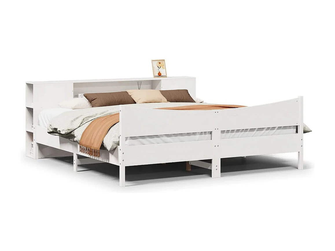 Cadre de lit sans matelas blanc 200x200 cm bois massif de pin