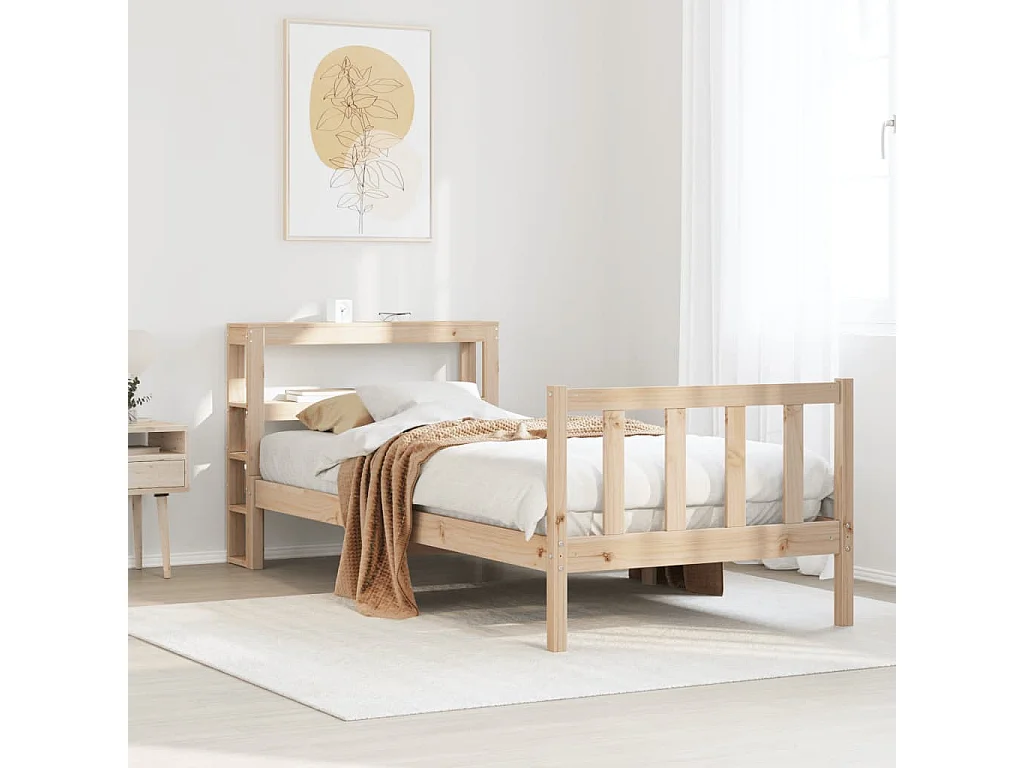 Estructura de cama sin colchón madera maciza pino 75x190 cm