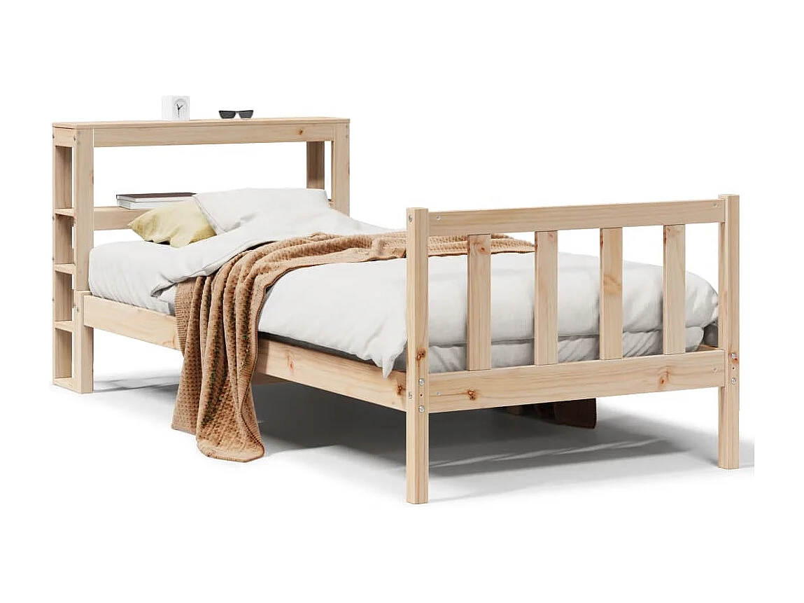Estructura de cama sin colchón madera maciza pino 75x190 cm