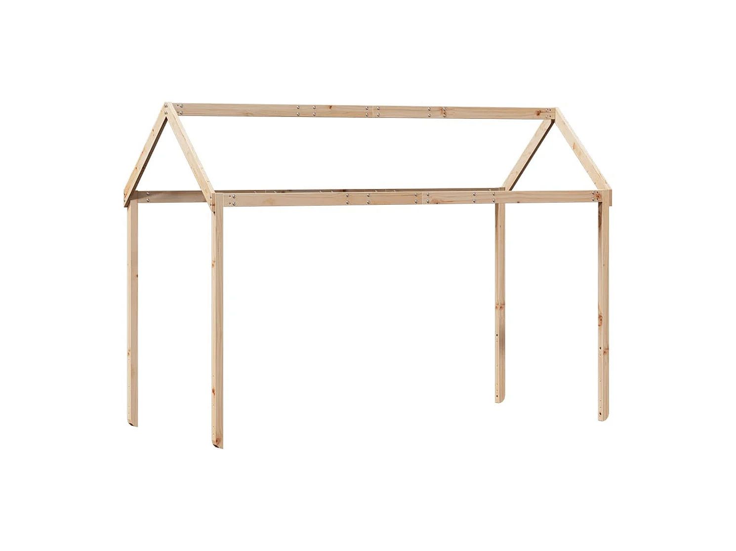 Cama alta con techo madera maciza de pino marrón cera 75x190 cm