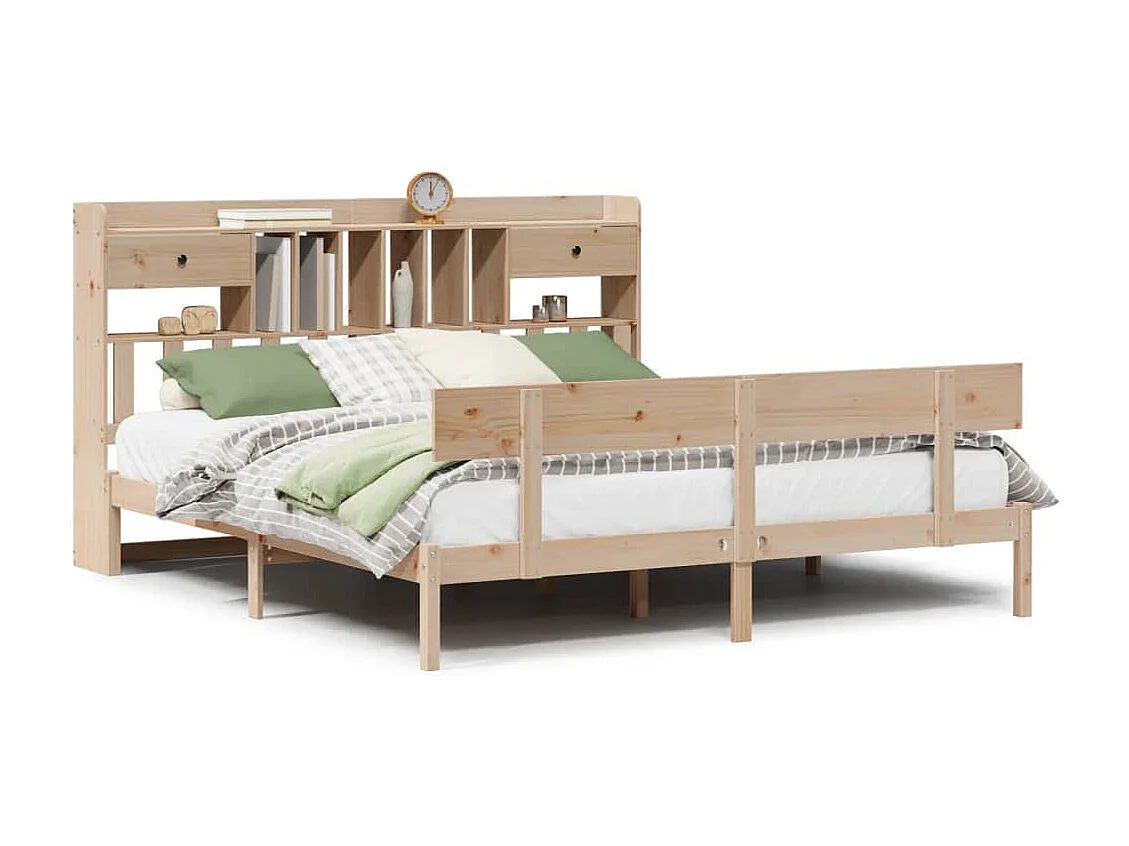 Cama com estante sem colchão 180x200 cm pinho maciço