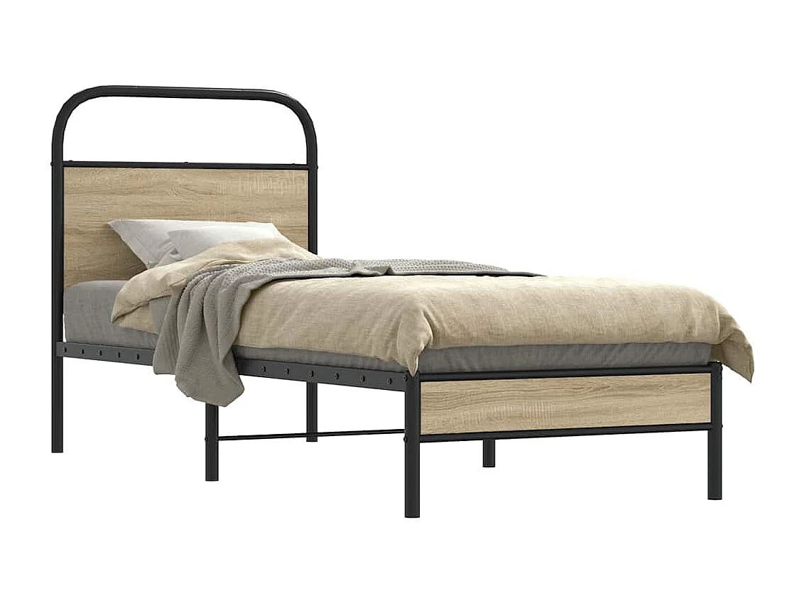 Estructura cama sin colchón 80x200 cm madera roble ahumado