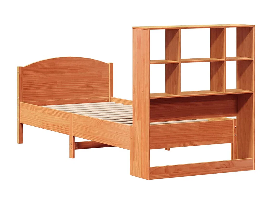 Sofá con estantería sin colchón madera maciza marrón 90x200 cm