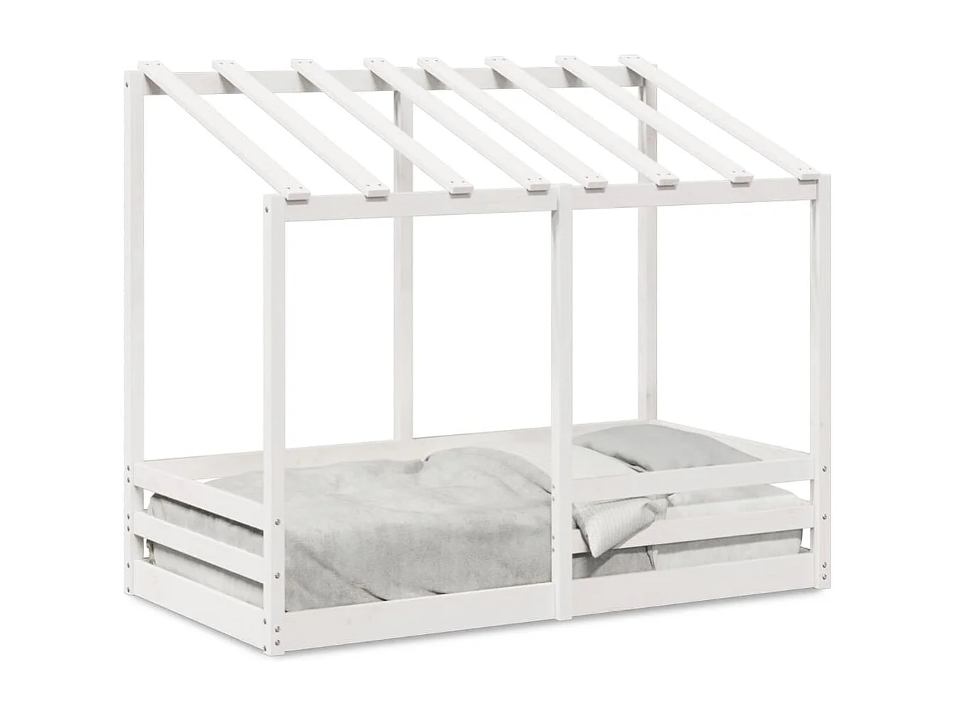 Cama infantil com telhado 70x140 cm pinho maciço branco
