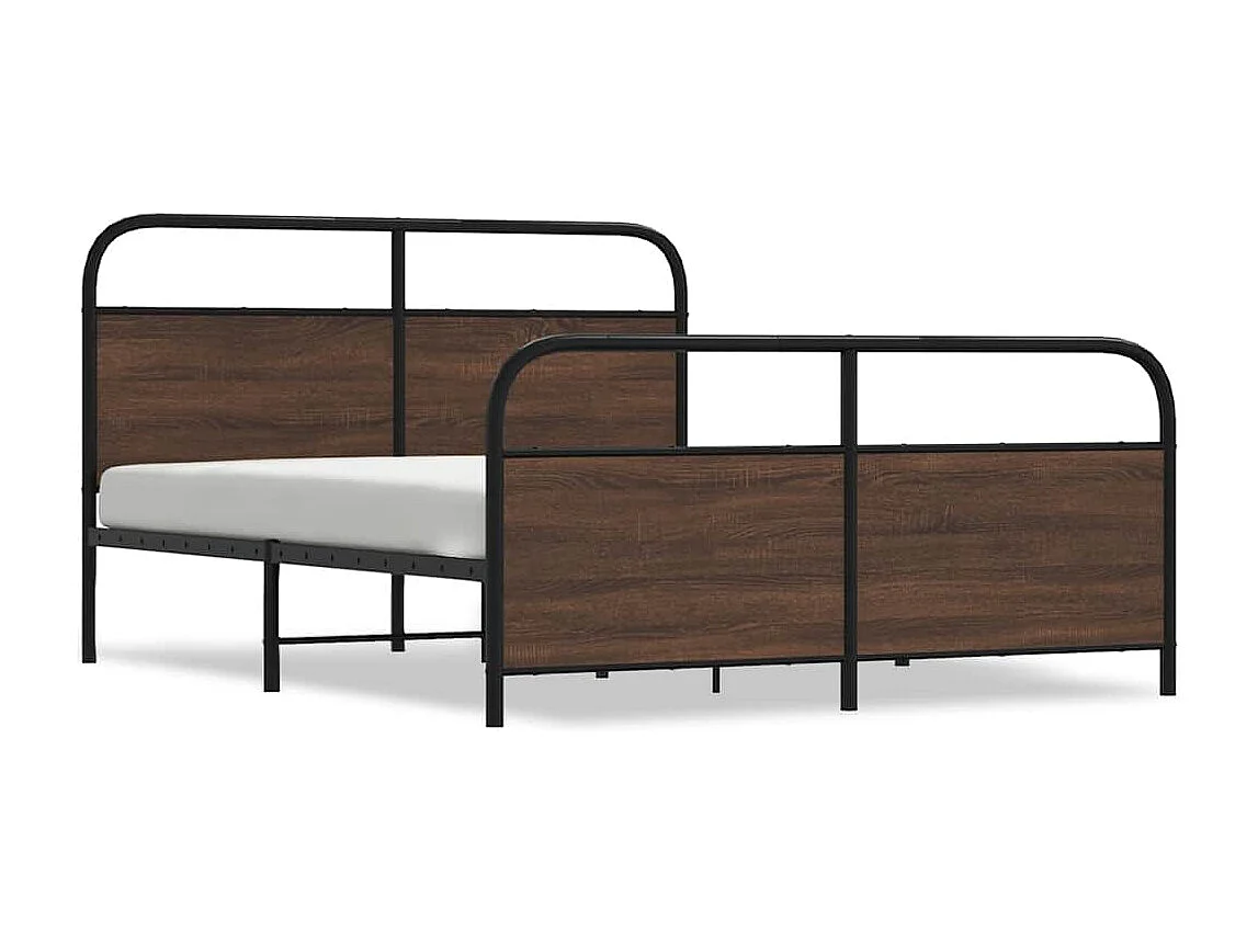 Estrutura cama sem colchão 160x200 cm metal carvalho castanho