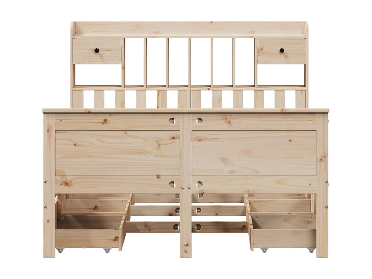 Cama con estantería sin colchón madera maciza de pino 140x200cm