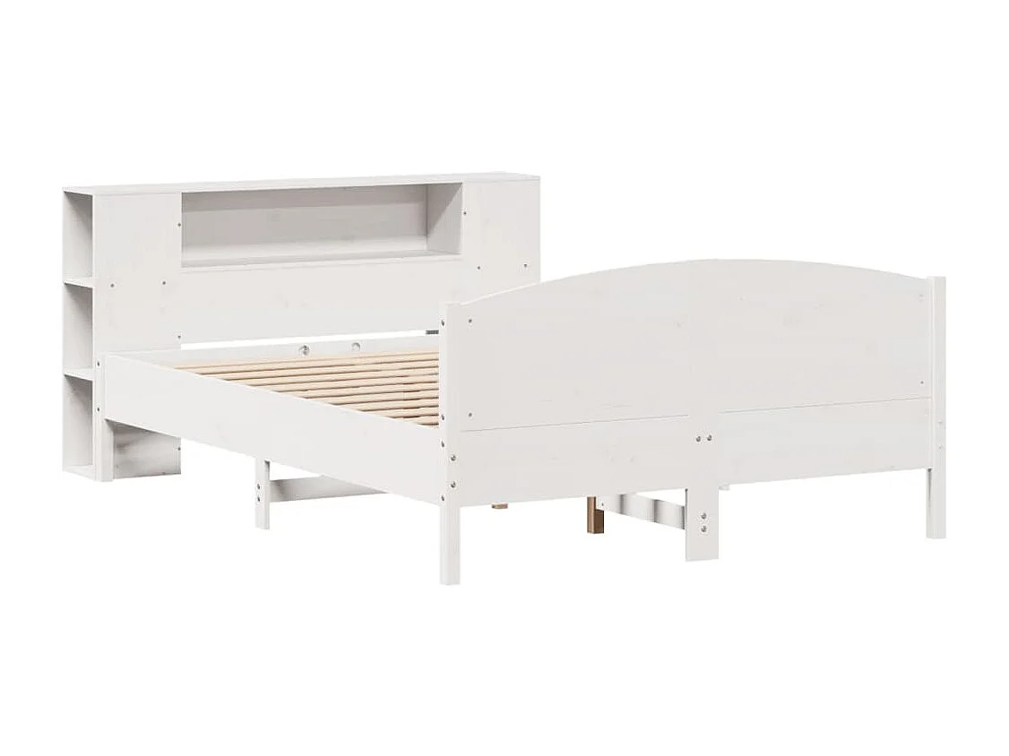 Cama com estante sem colchão 150x200 cm pinho maciço branco