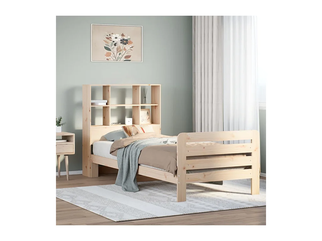 Estructura de cama sin colchón madera maciza de pino 90x200 cm