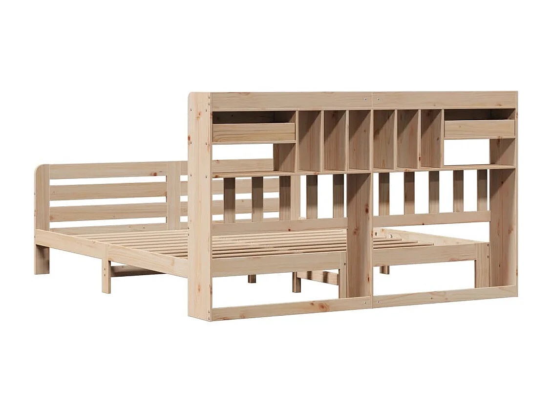 Lit bibliothèque sans matelas 180x200 cm bois massif de pin