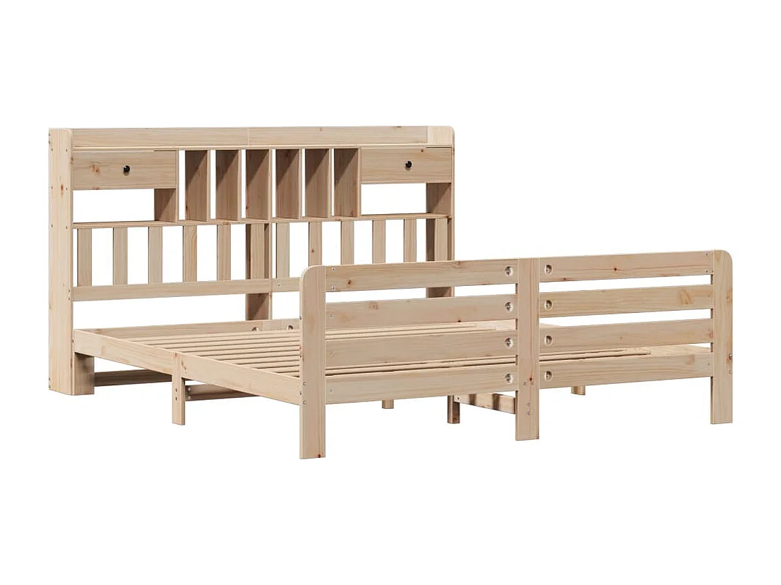 Lit bibliothèque sans matelas 180x200 cm bois massif de pin