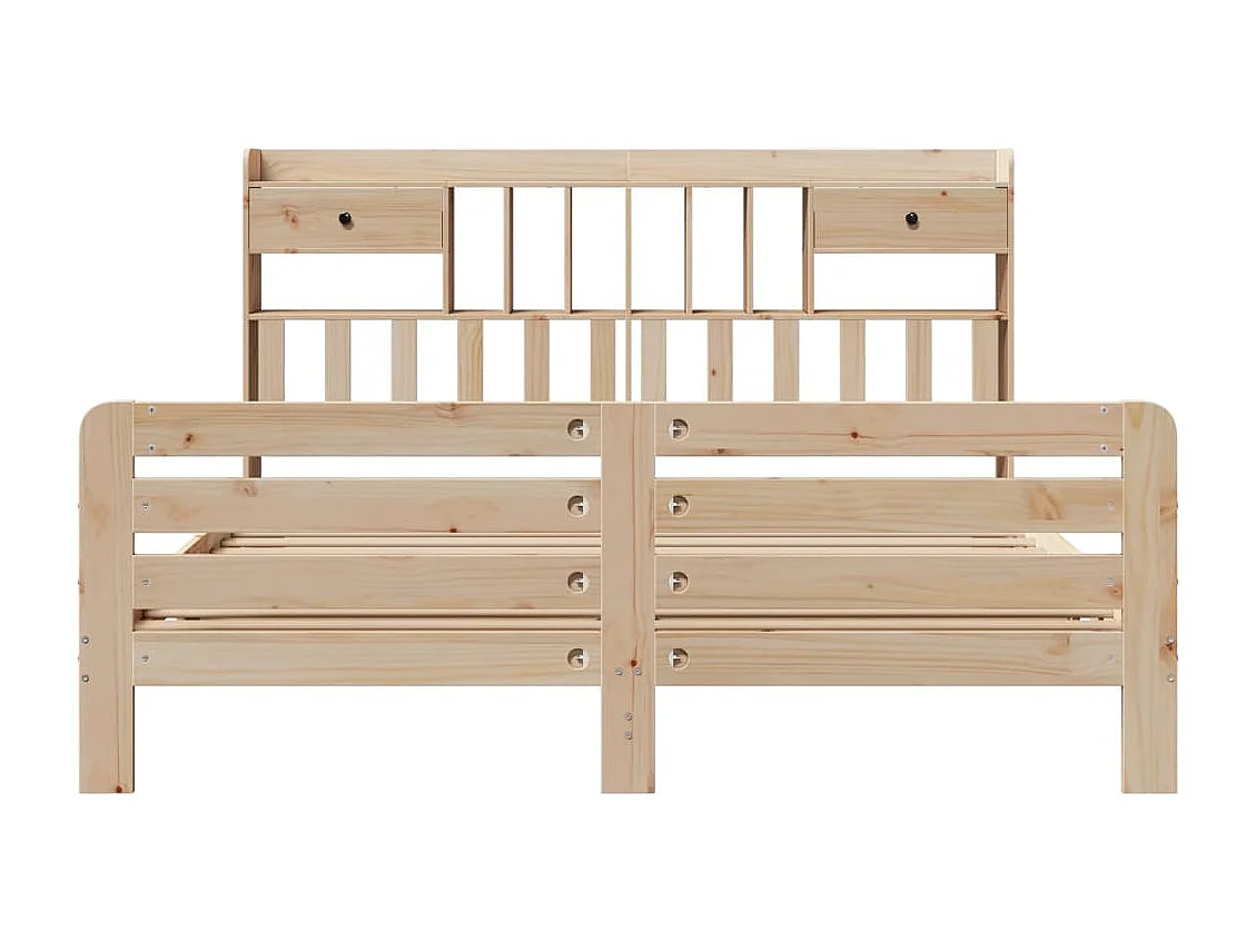 Lit bibliothèque sans matelas 180x200 cm bois massif de pin