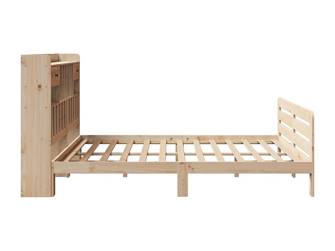Lit bibliothèque sans matelas 180x200 cm bois massif de pin