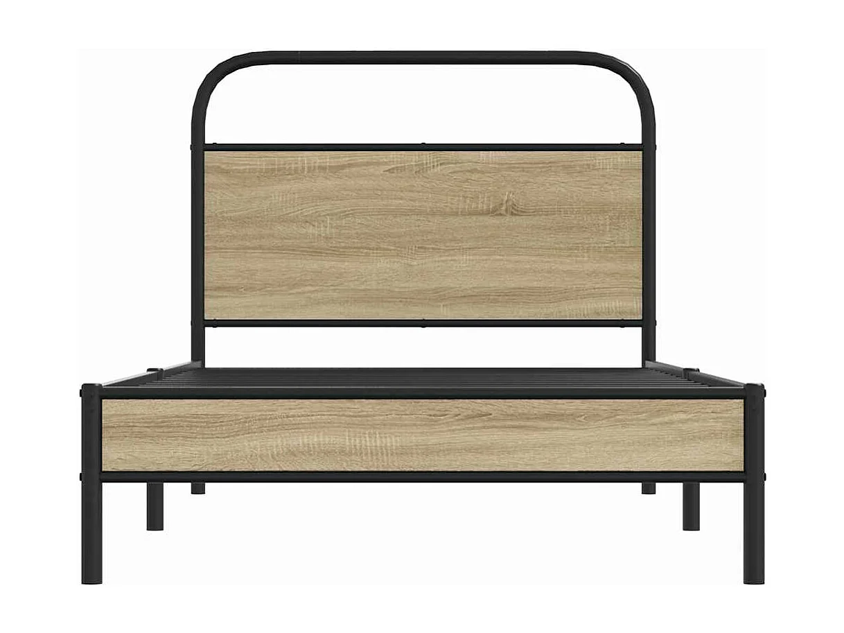 Estructura de cama sin colchón 100x200 cm madera roble ahumado