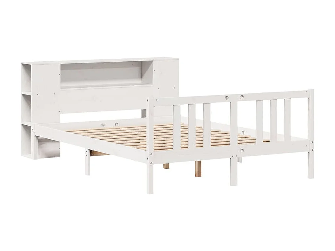Cama com estante sem colchão 140x200 cm pinho maciço branco