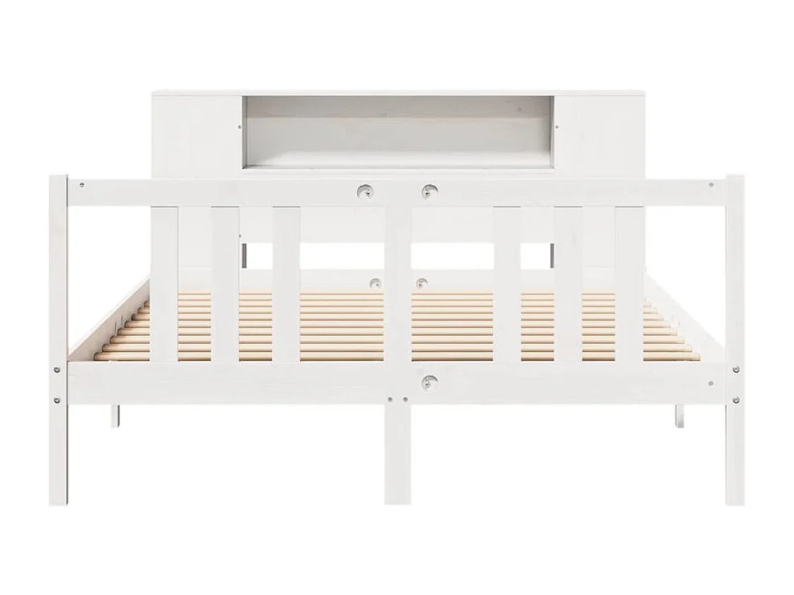 Cama com estante sem colchão 140x200 cm pinho maciço branco