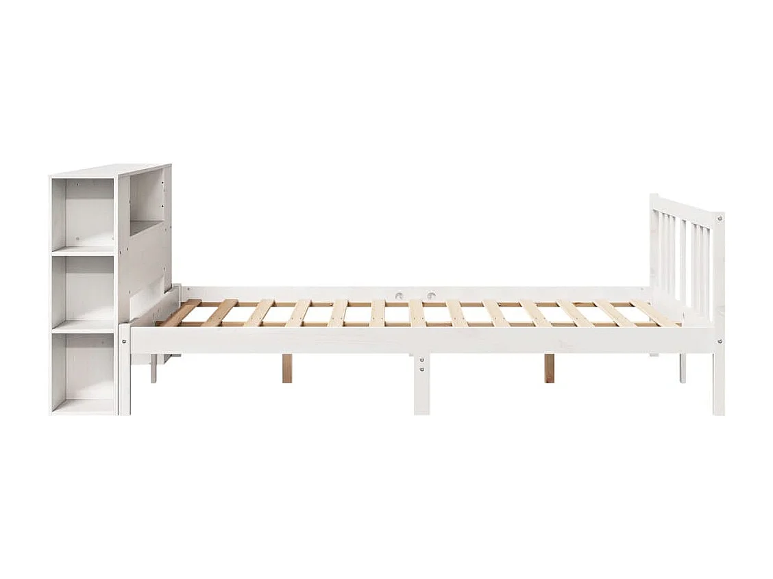 Cama com estante sem colchão 140x200 cm pinho maciço branco