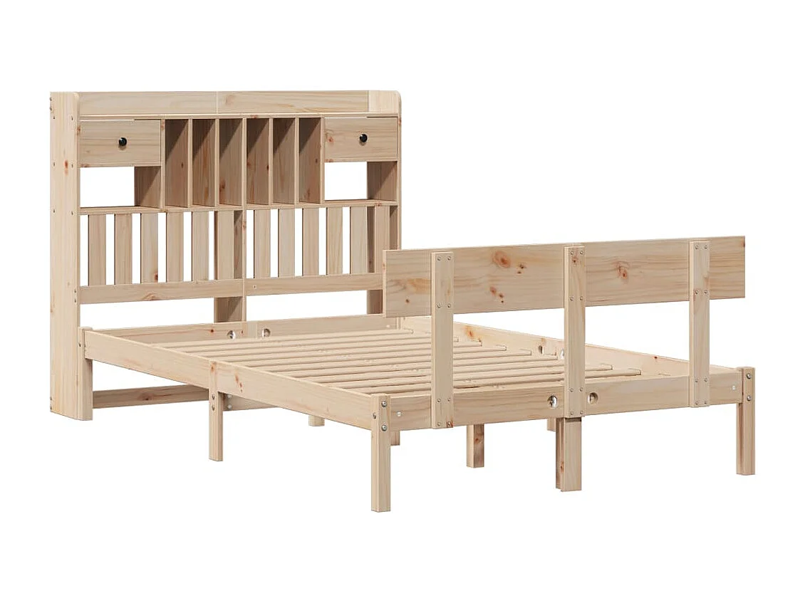 Cama con estantería sin colchón madera maciza de pino 135x190cm
