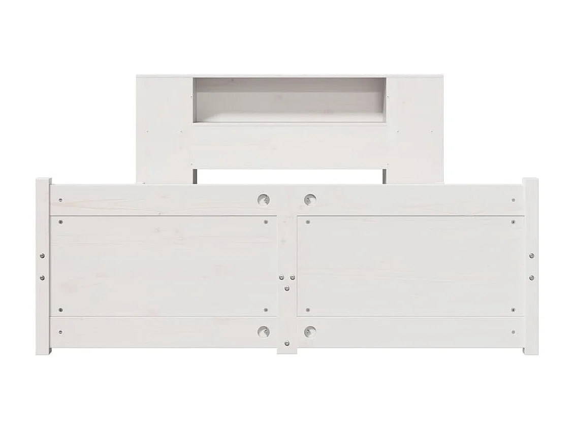 Lit bibliothèque sans matelas blanc 140x200 cm bois pin massif