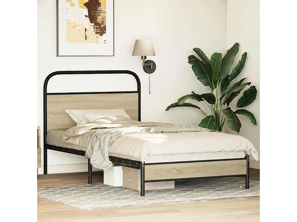 Cadre de lit sans matelas 90x190cm chêne sonoma bois ingénierie