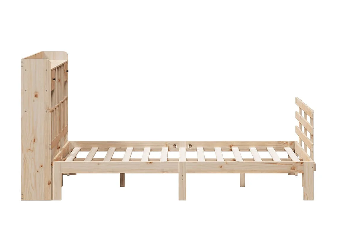 Lit bibliothèque sans matelas 160x200 cm bois massif de pin