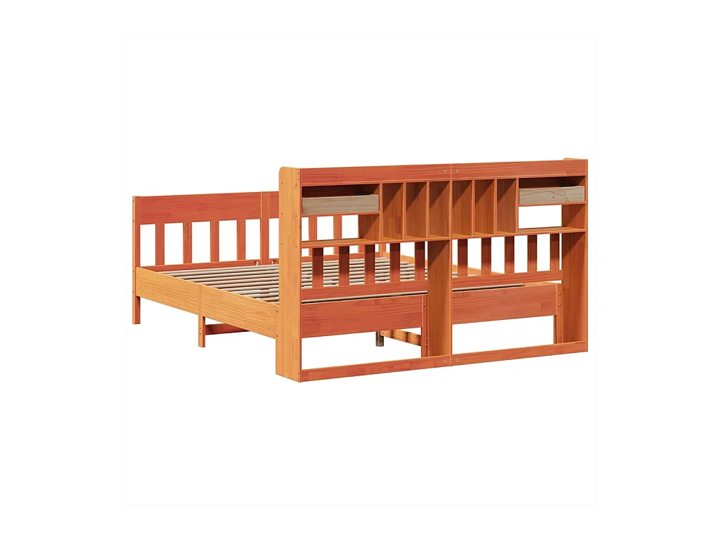 Cadre de lit sans matelas cire marron 200x200cm bois pin massif