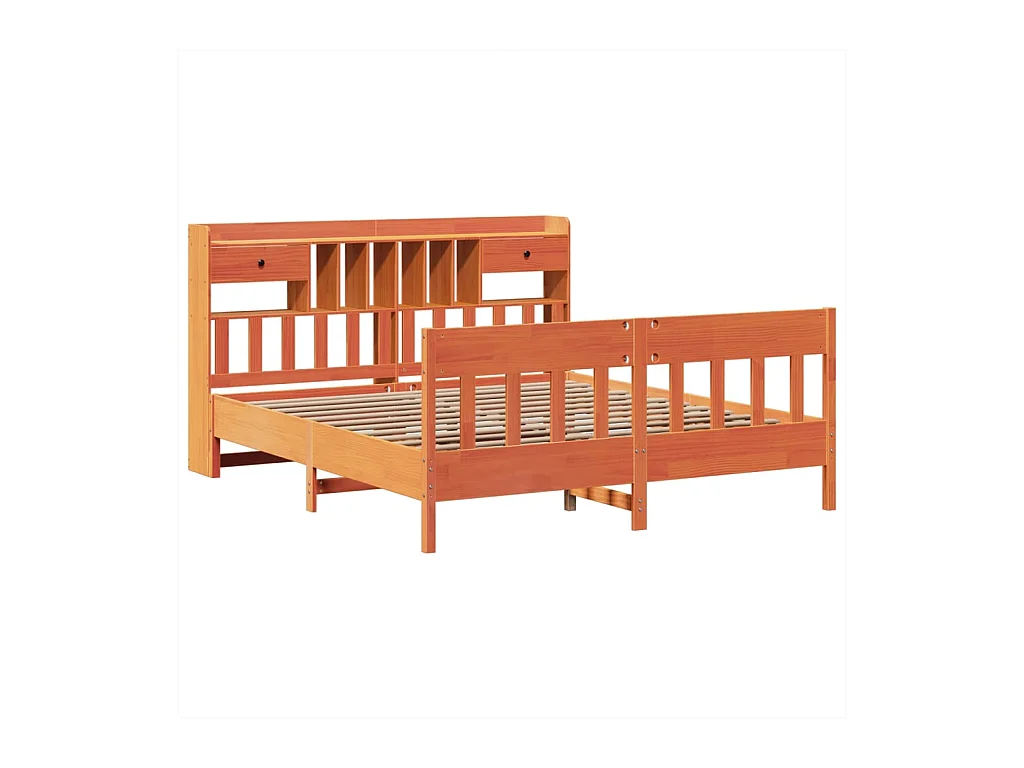 Cadre de lit sans matelas cire marron 200x200cm bois pin massif