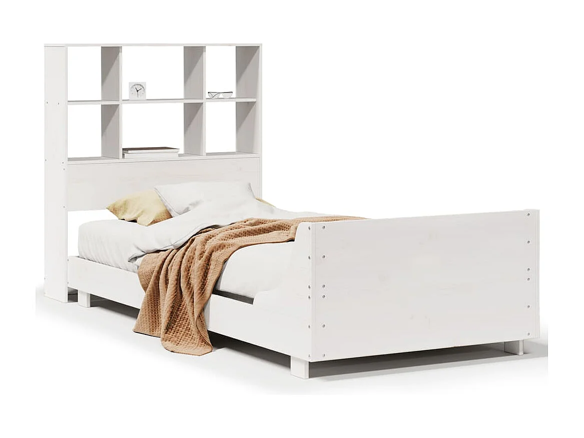 Cama sem colchão 90x190 cm madeira de pinho maciça branco