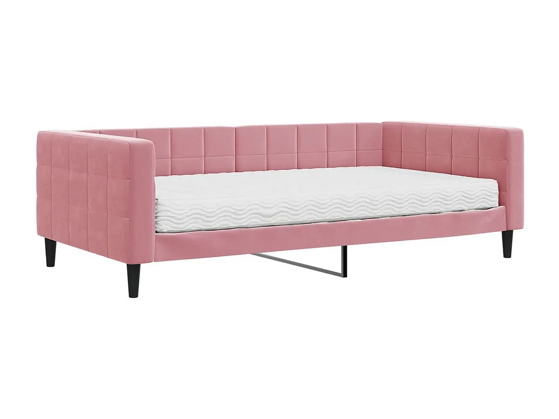 Sofá-cama com colchão 100x200 cm veludo rosa