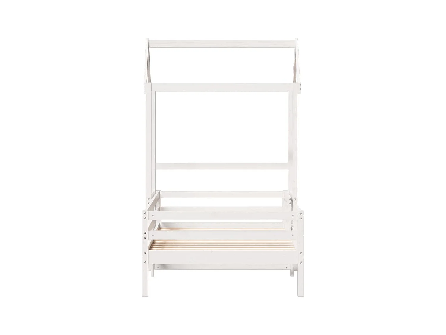Estrutura de cama com telhado 75x190 cm pinho maciço branco