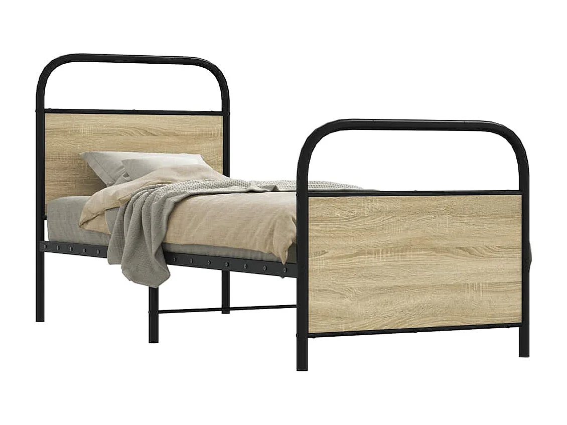 Estructura de cama sin colchón 75x190 cm madera roble Sonoma
