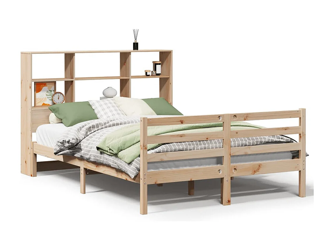 Lit bibliothèque sans matelas 140x190 cm bois de pin massif