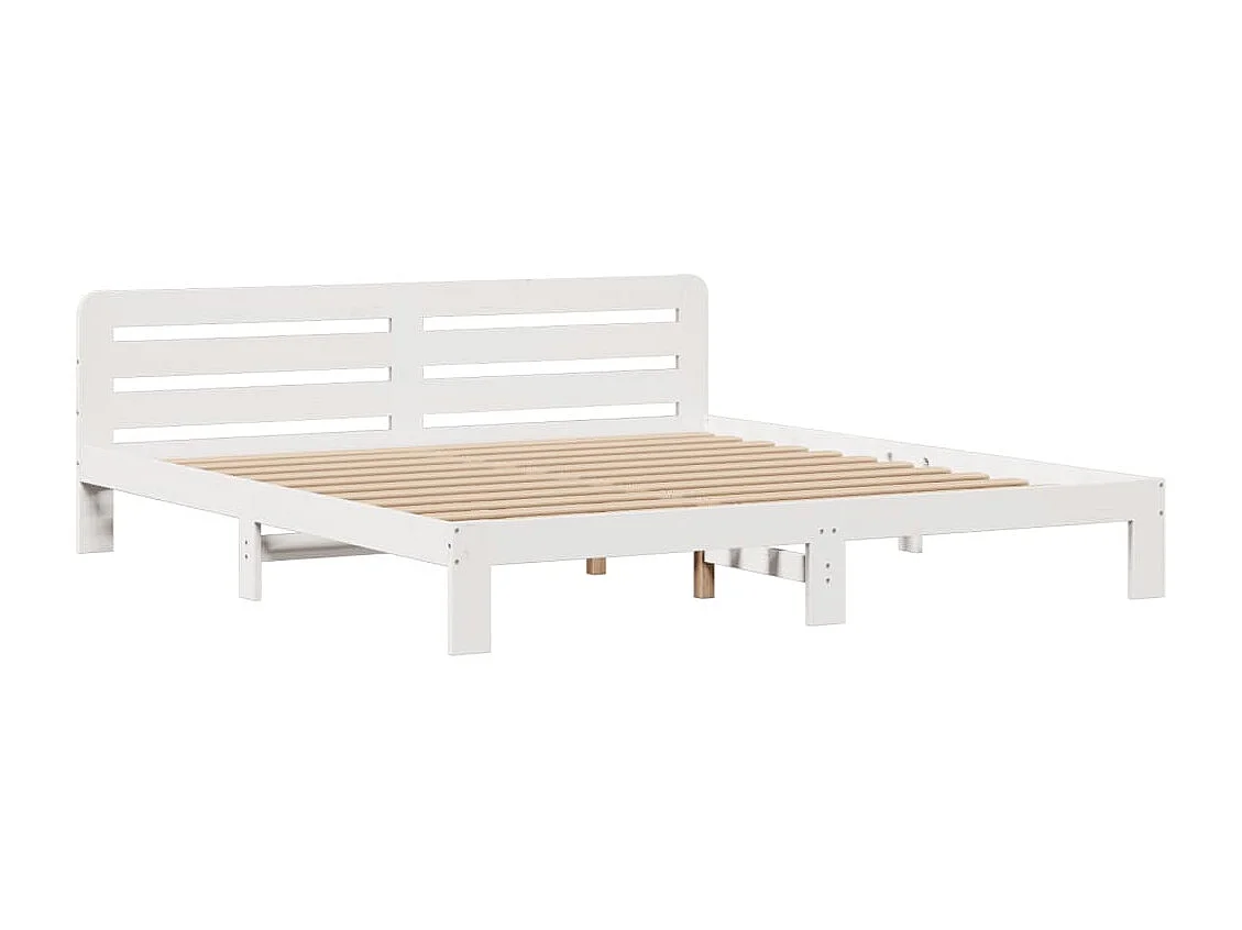 Cama con estantería sin colchón madera maciza blanca 180x200 cm