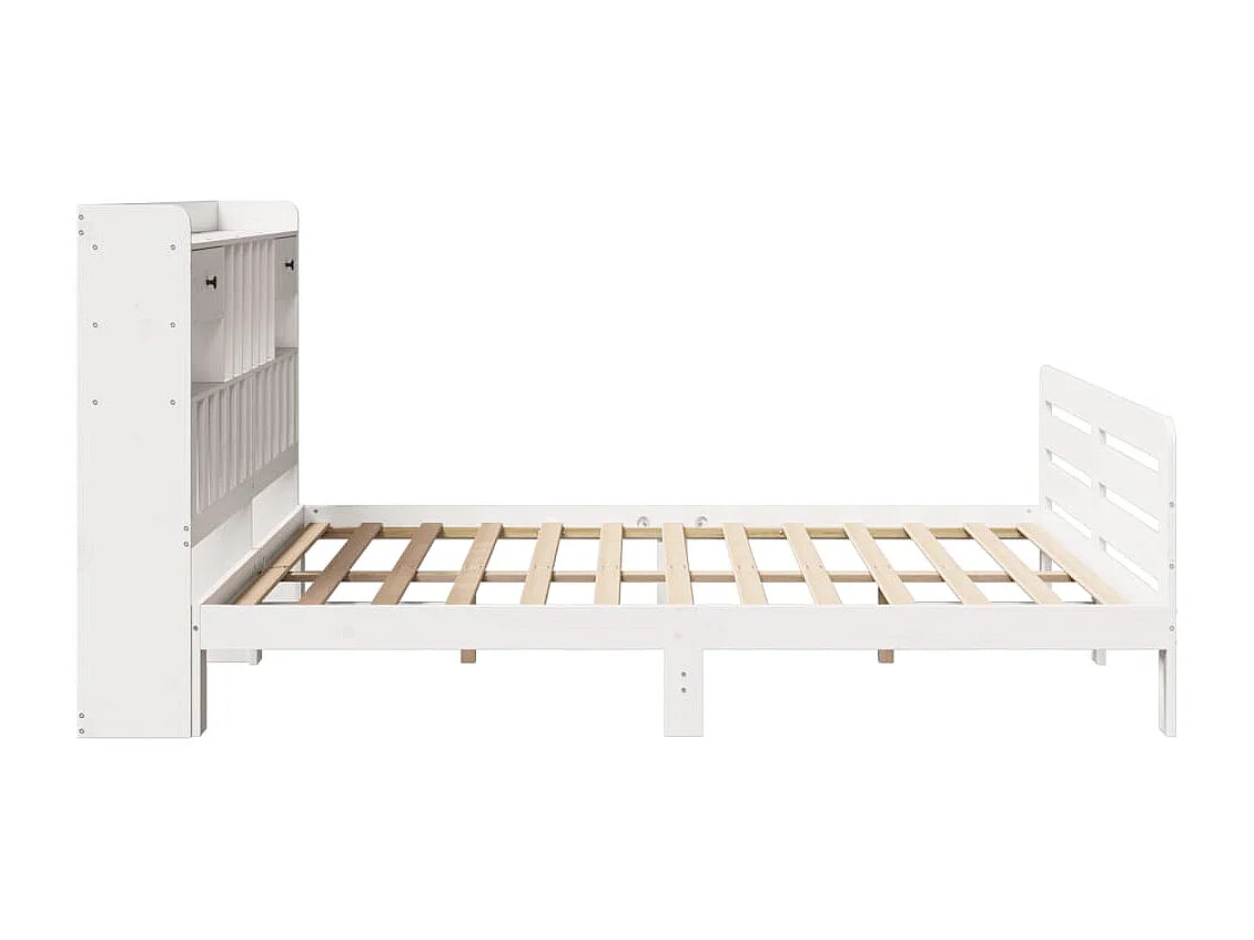 Cama con estantería sin colchón madera maciza blanca 180x200 cm