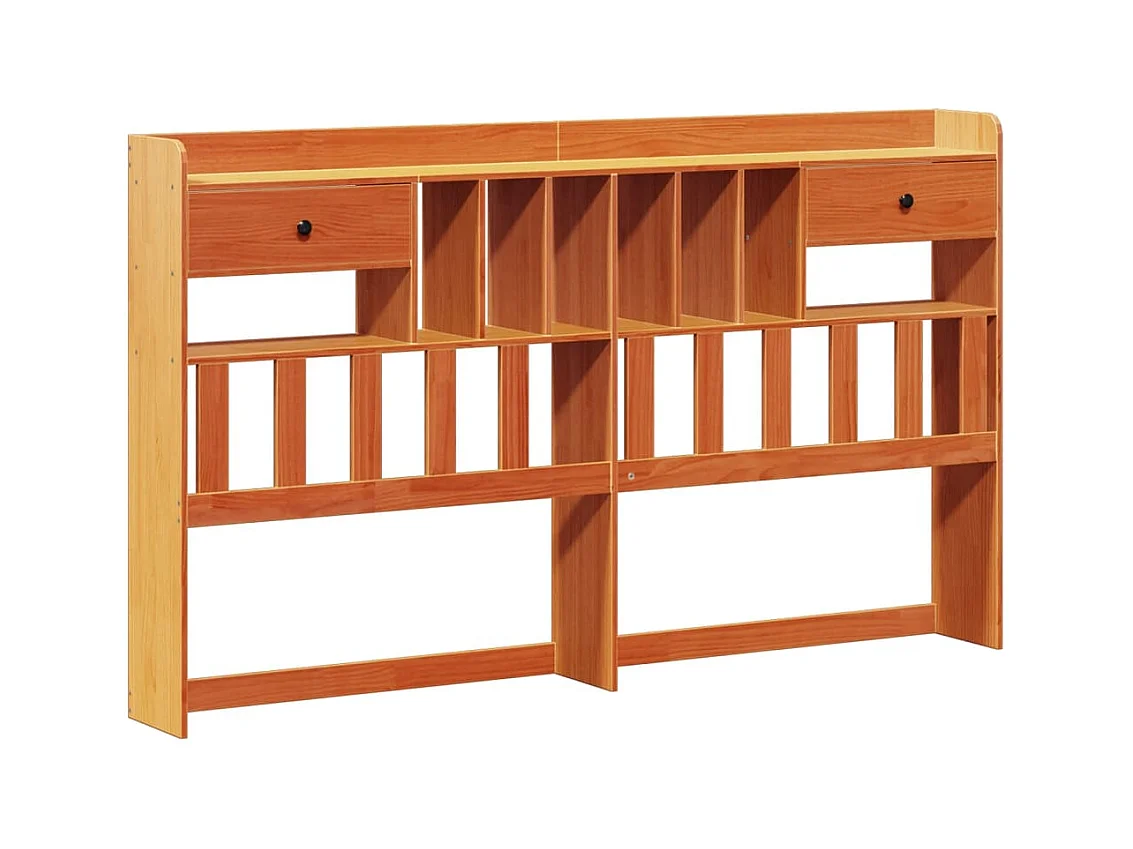 Lit bibliothèque sans matelas cire marron 200x200 cm pin massif