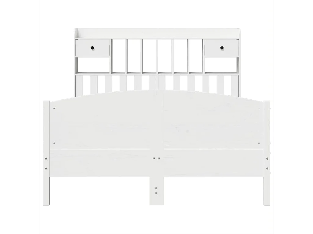 Cama com estante sem colchão 140x190 cm pinho maciço branco
