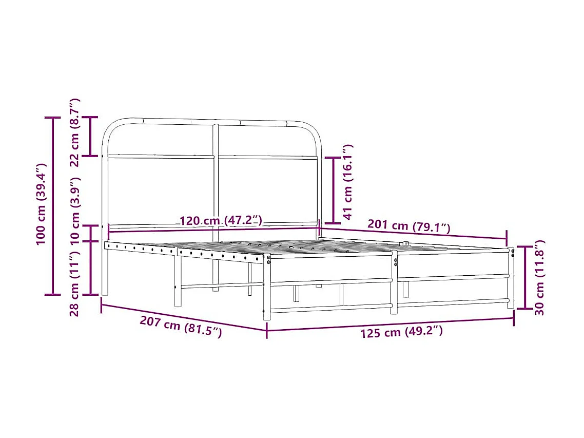 Estrutura de cama s/ colchão derivados madeira carvalho fumado
