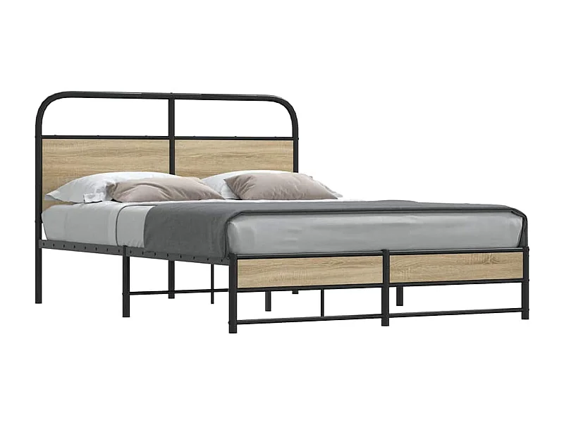 Cadre de lit sans matelas 120x200 cm chêne fumé bois ingénierie