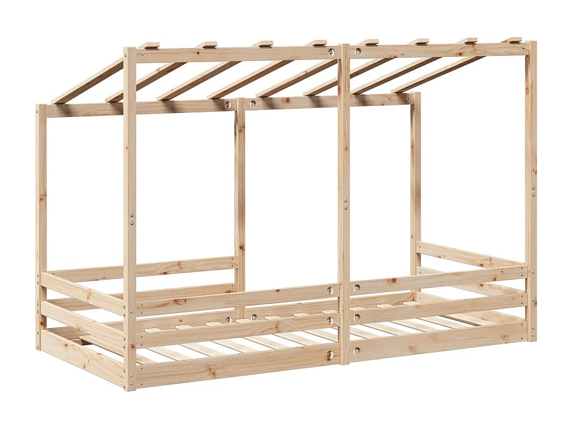 Cama infantil com telhado 80x200 cm madeira de pinho maciça