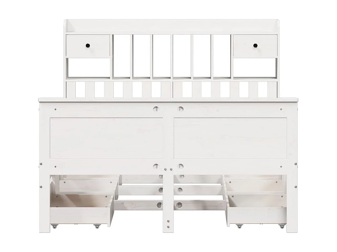 Cama com estante sem colchão 140x190 cm pinho maciço branco