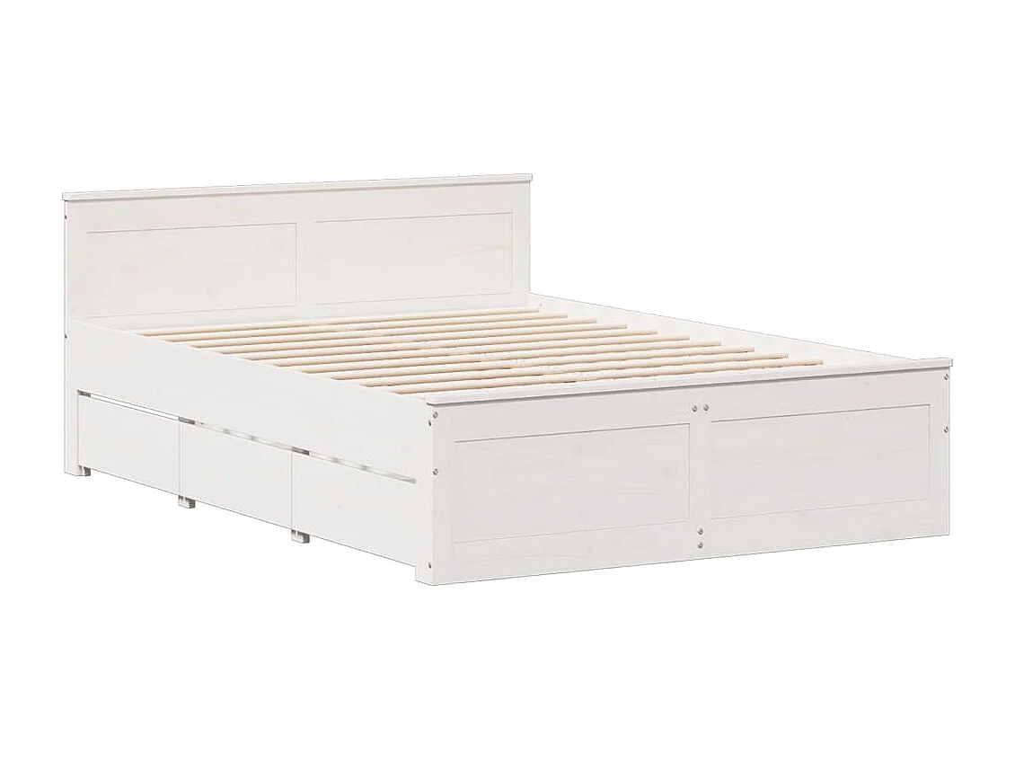 Cama com estante sem colchão 140x190 cm pinho maciço branco