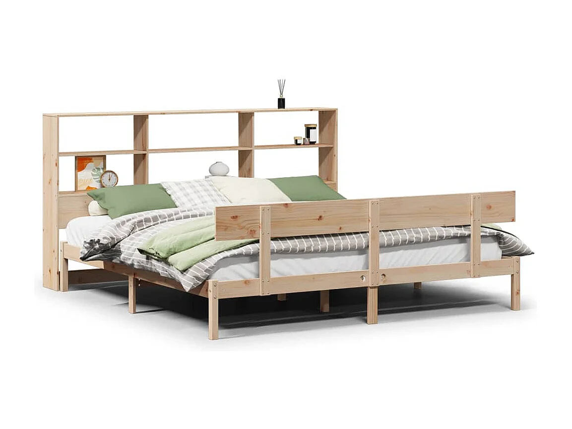 Cama com estante sem colchão 180x200 cm pinho maciço