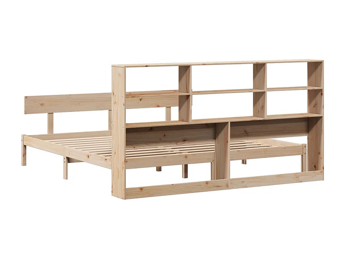 Cama con estantería sin colchón madera maciza de pino 180x200cm