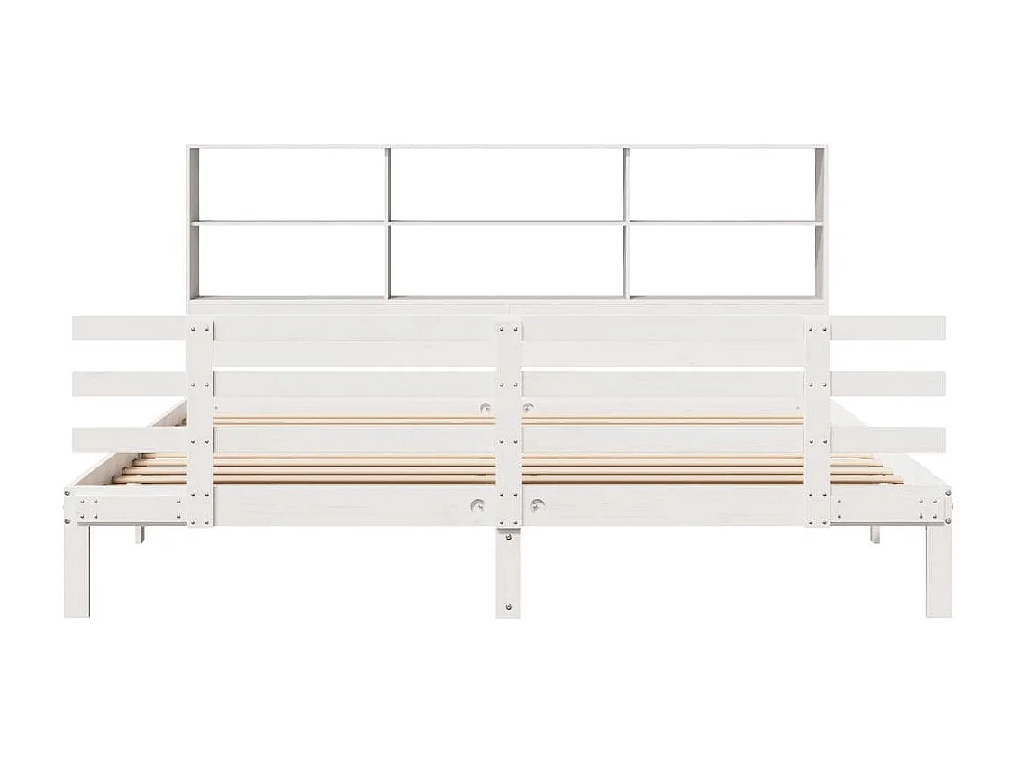 Lit bibliothèque sans matelas blanc 180x200 cm bois pin massif