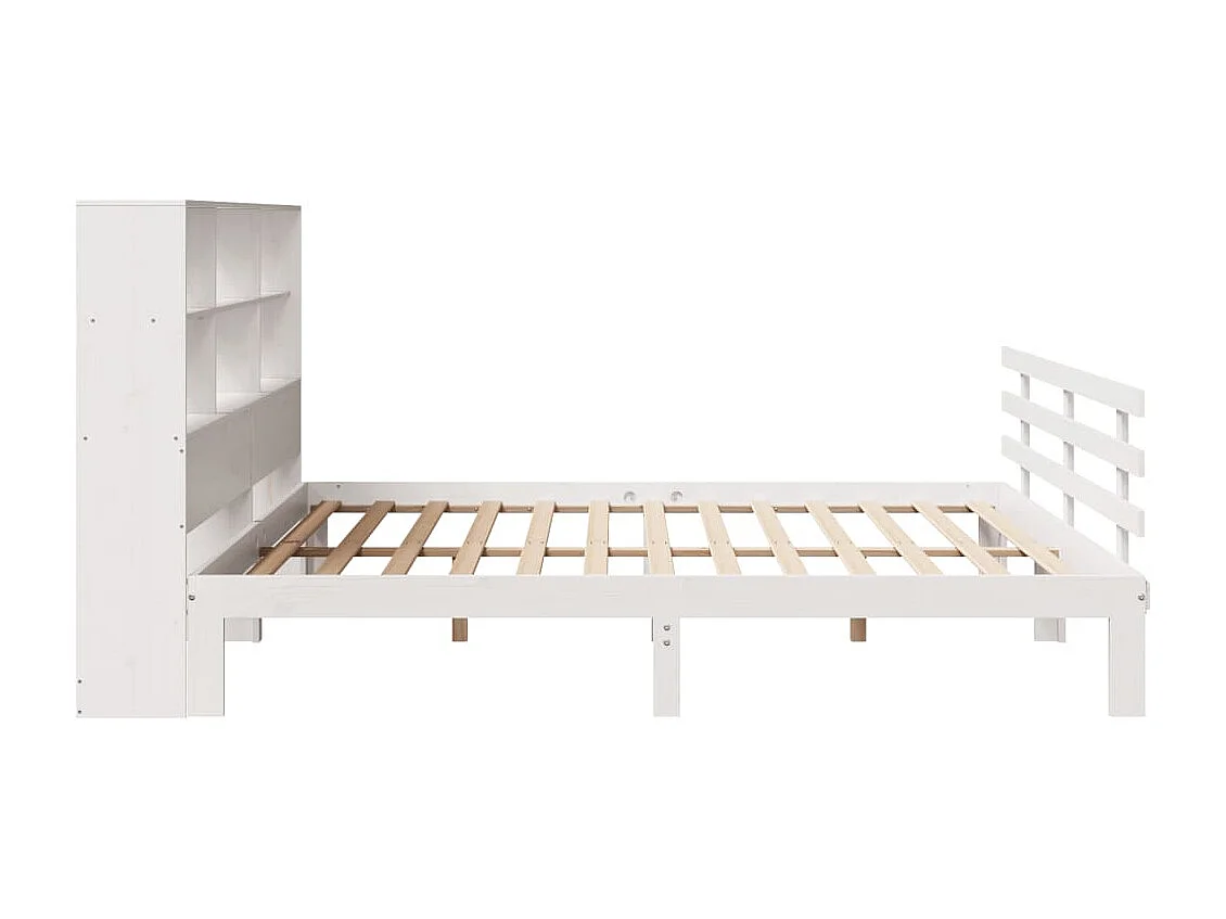 Lit bibliothèque sans matelas blanc 180x200 cm bois pin massif