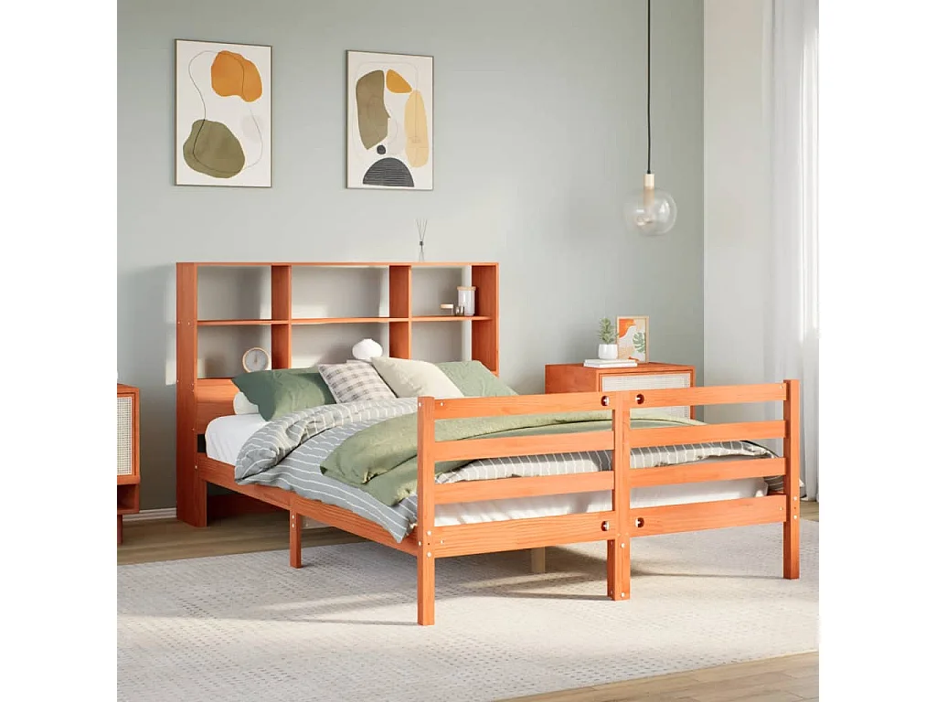 Cama com estante sem colchão 160x200 cm madeira maciça